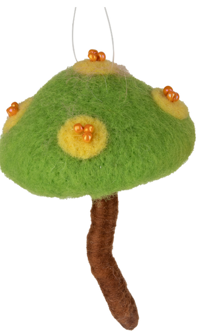 F110 - Felt Mushroom Ornaments Orange And Green