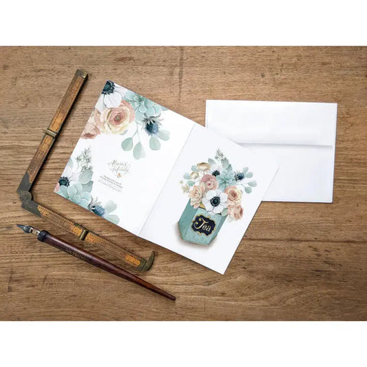Vintage Tea Tin With Flowers Card