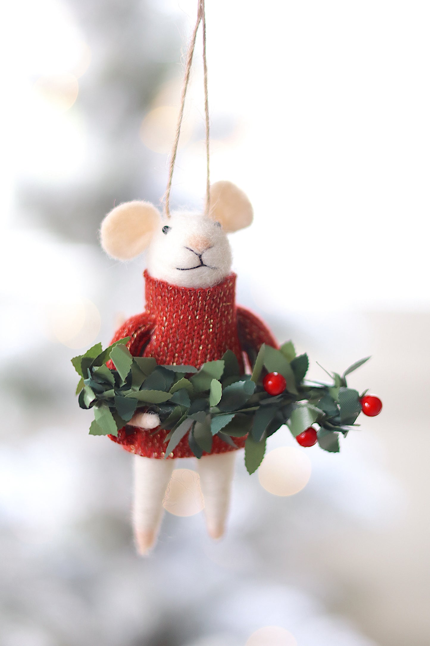 Winter Bough Winston Mouse Holiday Ornament