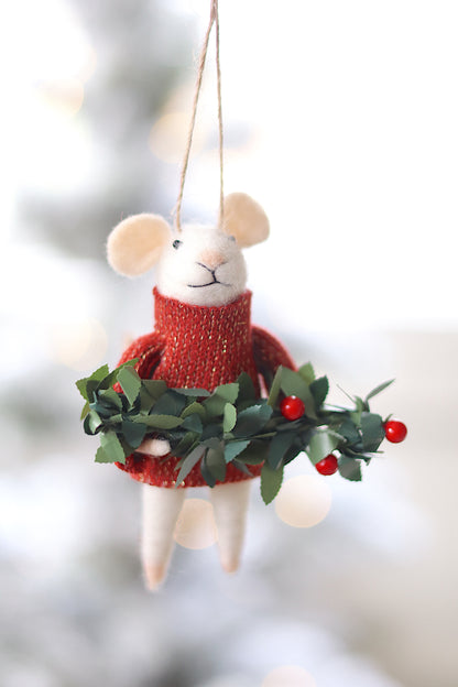 Winter Bough Winston Mouse Holiday Ornament