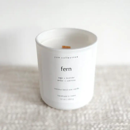 Fern - Amber + Oakmoss Matte White Candle