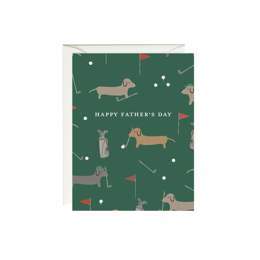 Dachshund Golfing Father's Day Card