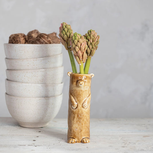 Bear Vase Reactive Crackle Glaze