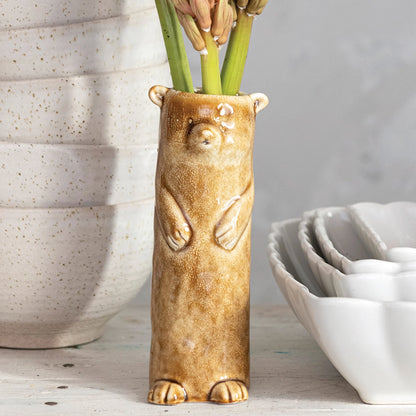 Bear Vase Reactive Crackle Glaze
