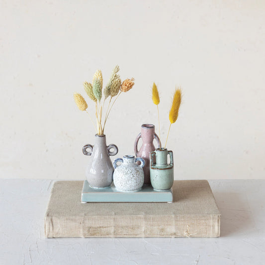 Stoneware Mounted Multi Vases w/ Base