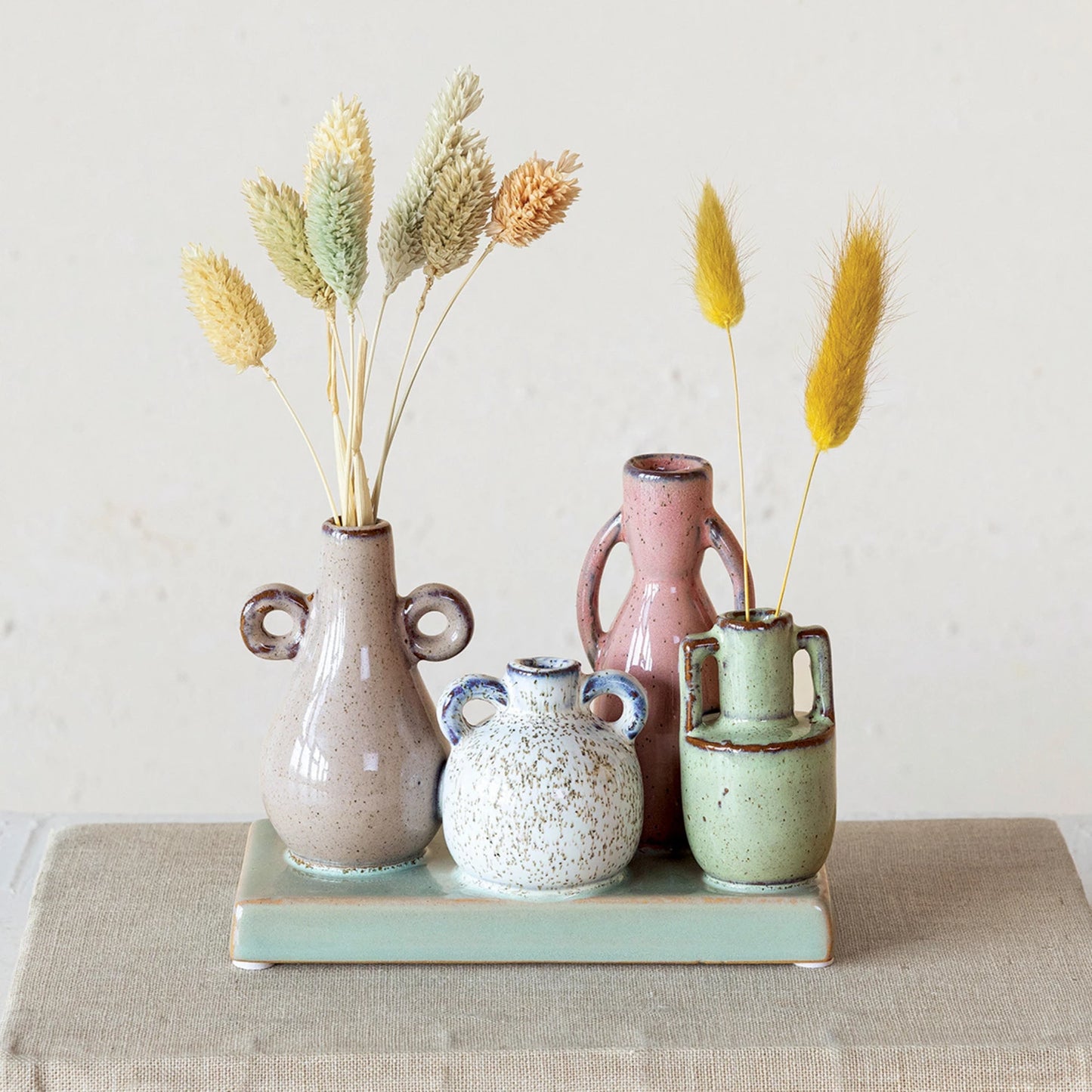Stoneware Mounted Multi Vases w/ Base