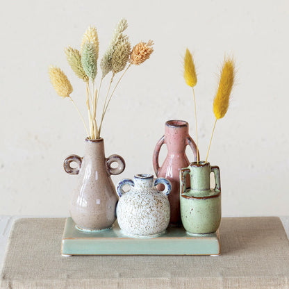Stoneware Mounted Multi Vases w/ Base