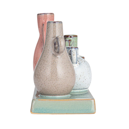 Stoneware Mounted Multi Vases w/ Base
