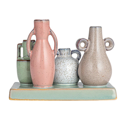 Stoneware Mounted Multi Vases w/ Base