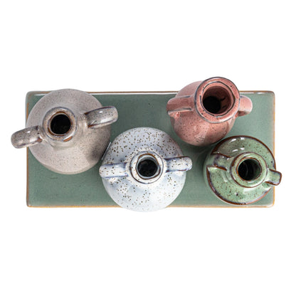 Stoneware Mounted Multi Vases w/ Base