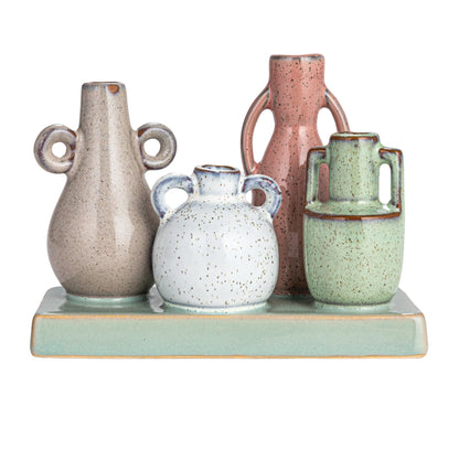 Stoneware Mounted Multi Vases w/ Base