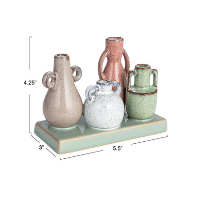 Stoneware Mounted Multi Vases w/ Base