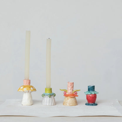 Hand-Painted Mushroom Taper Holder