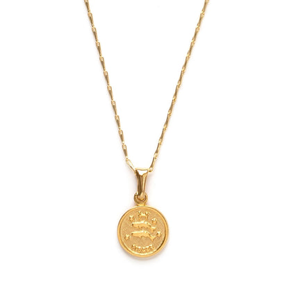 Tiny Zodiac Medallion Pisces Necklace