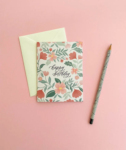 Floral Happy Birthday Card