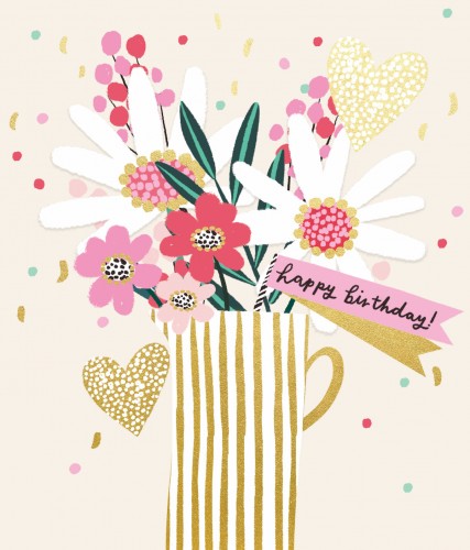 Happy Birthday Flower Vase Card