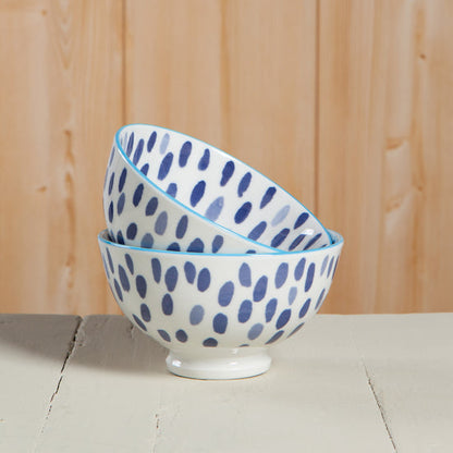 Stamped Bowl 4" Blue Spots