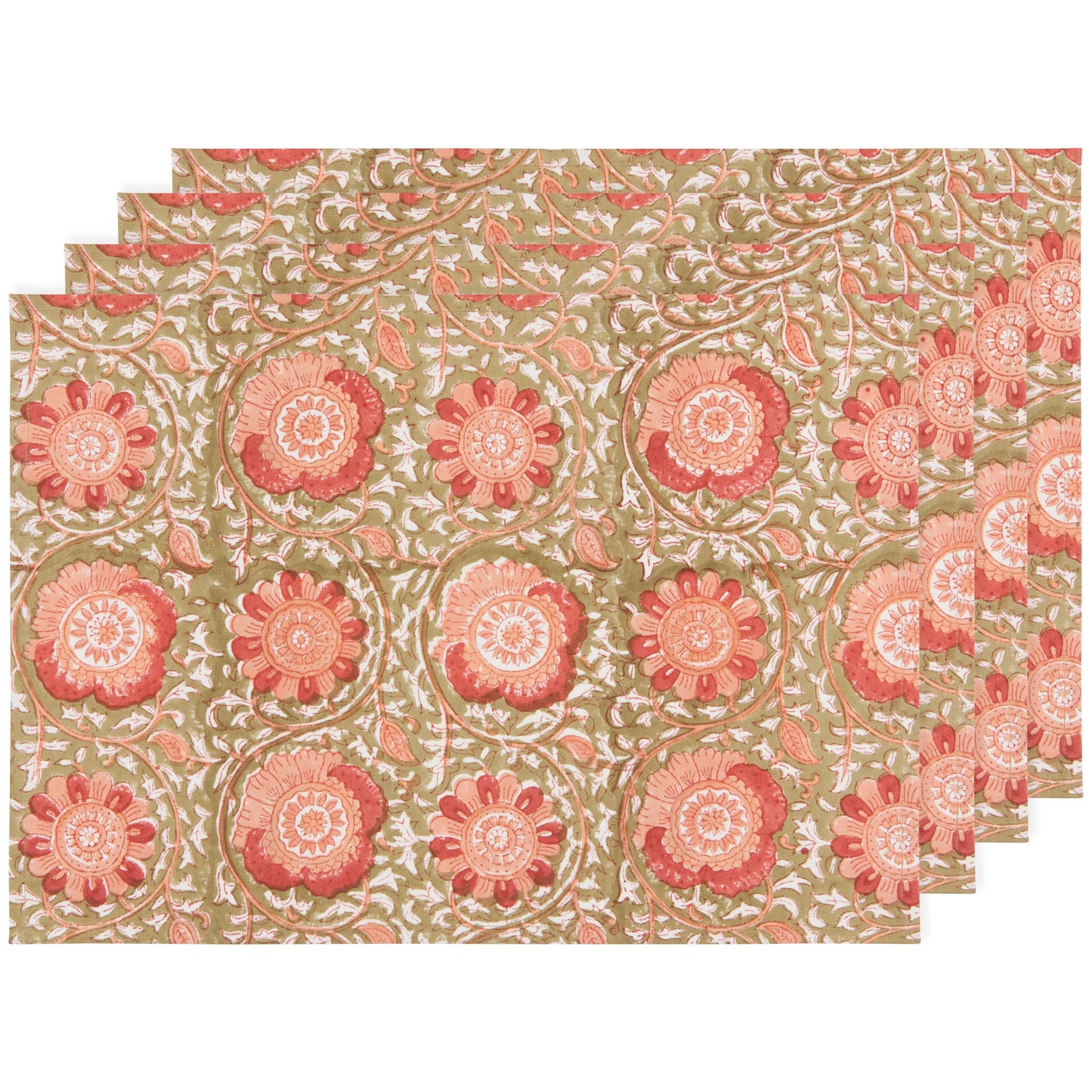 Block Print Zinnia Placemat Set of 4