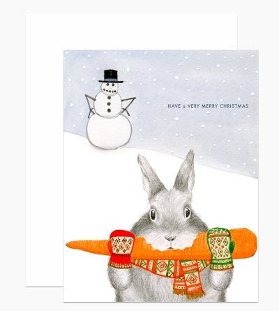 Bunny Eating Carrot Christmas Card