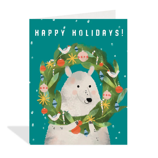 Polar Bear Wreath Card