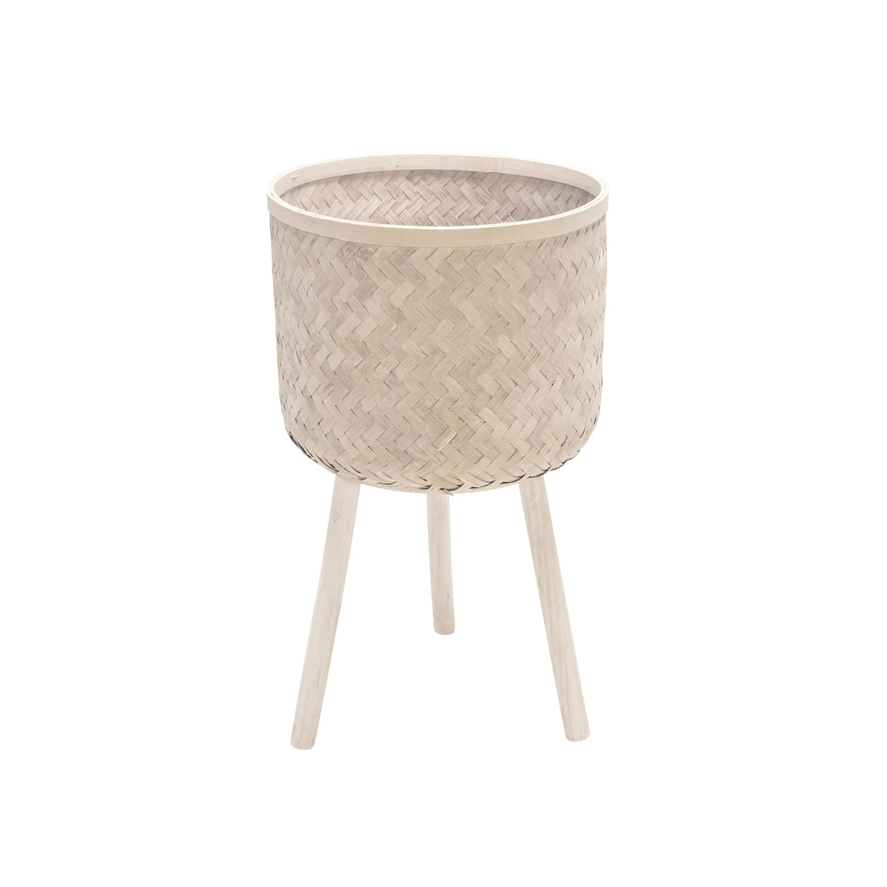 Bamboo Planter White Wash