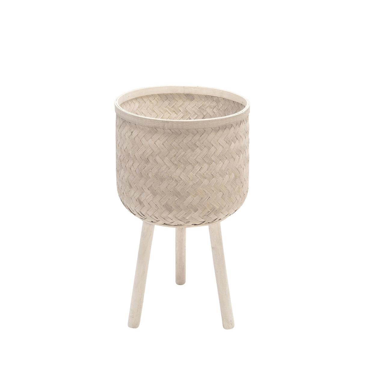 Bamboo Planter White Wash