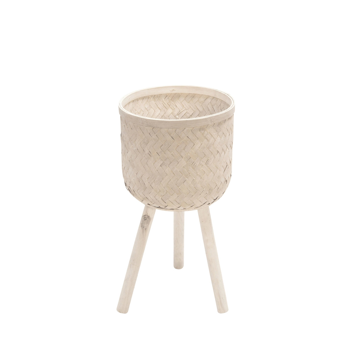 Bamboo Planter White Wash
