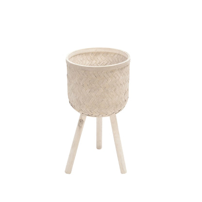 Bamboo Planter White Wash