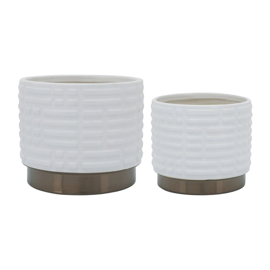 Maze Metallic Planter White