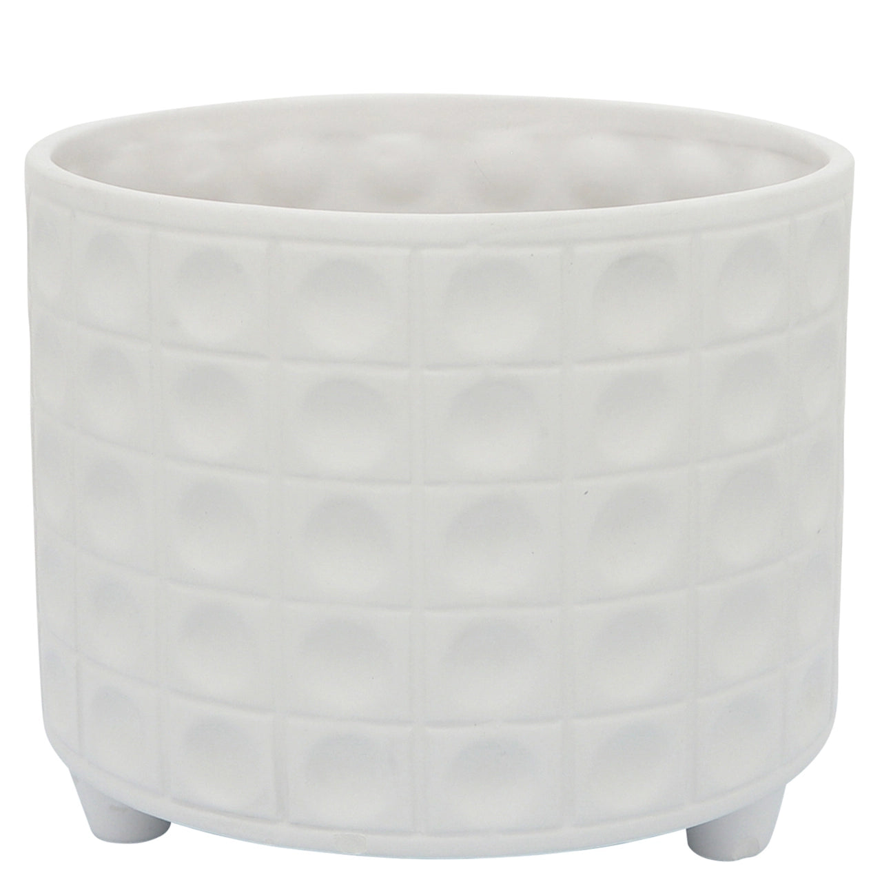 Hammered Footed Planter White