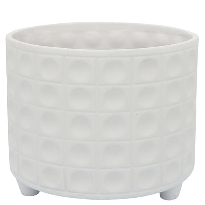 Hammered Footed Planter White