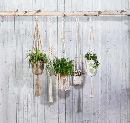 Macrame Planter Hanger with Beads 34" L