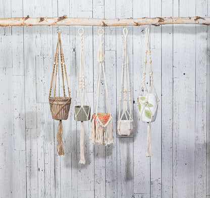Macrame Planter Hanger with Beads 34" L