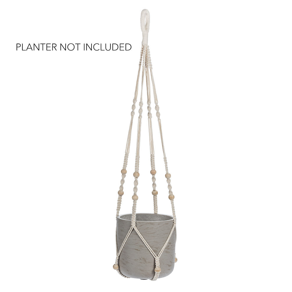 Macrame Planter Hanger with Beads 34" L