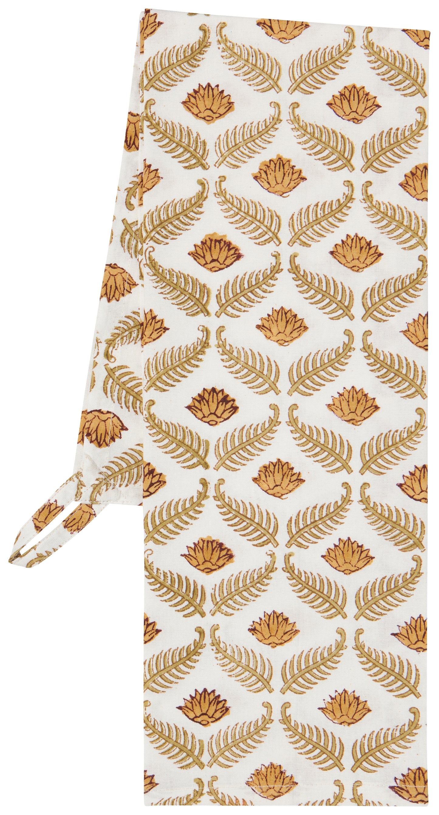 Block Print Frond Tea Towel