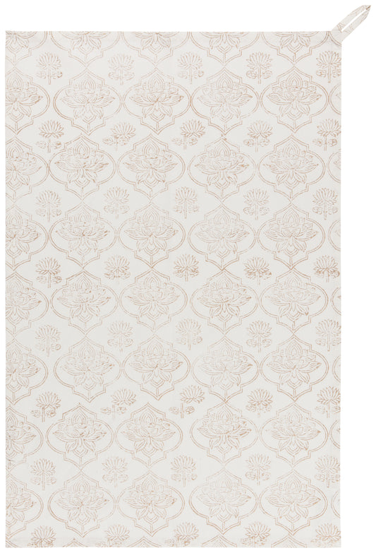 Block Print Lotus Tea Towel