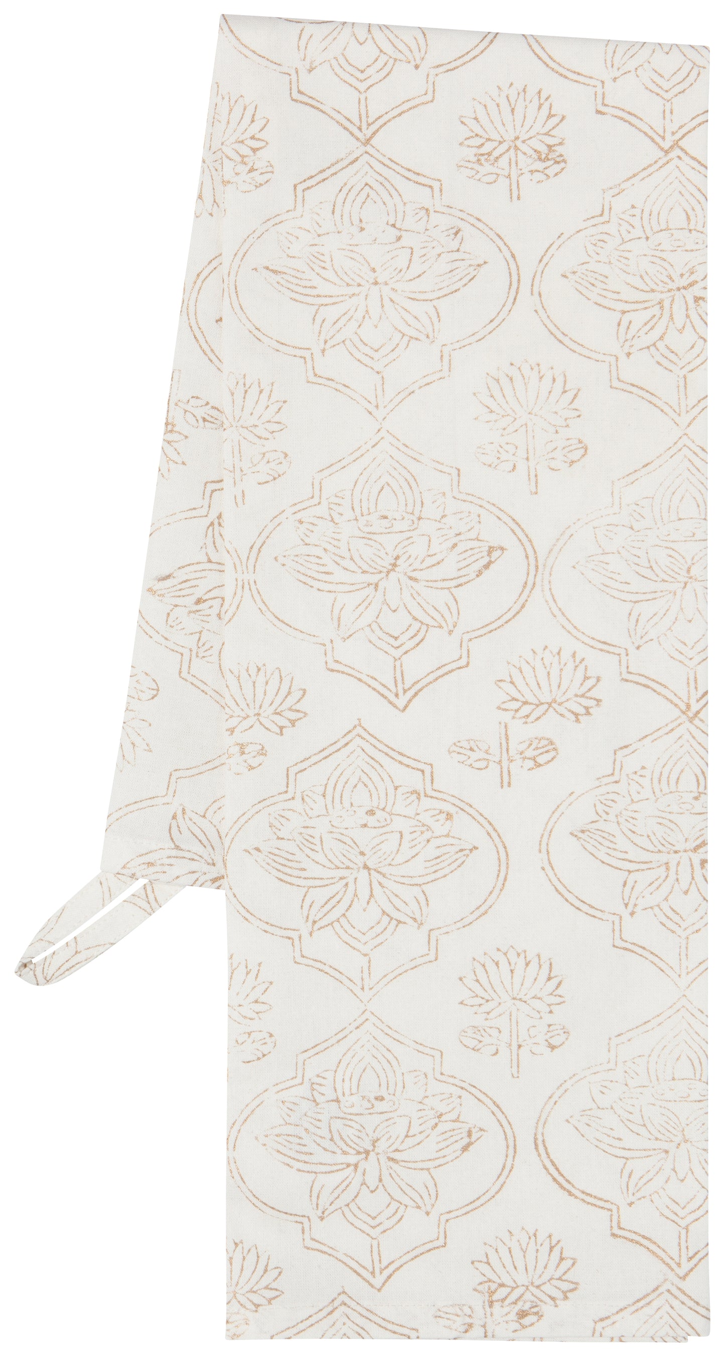 Block Print Lotus Tea Towel