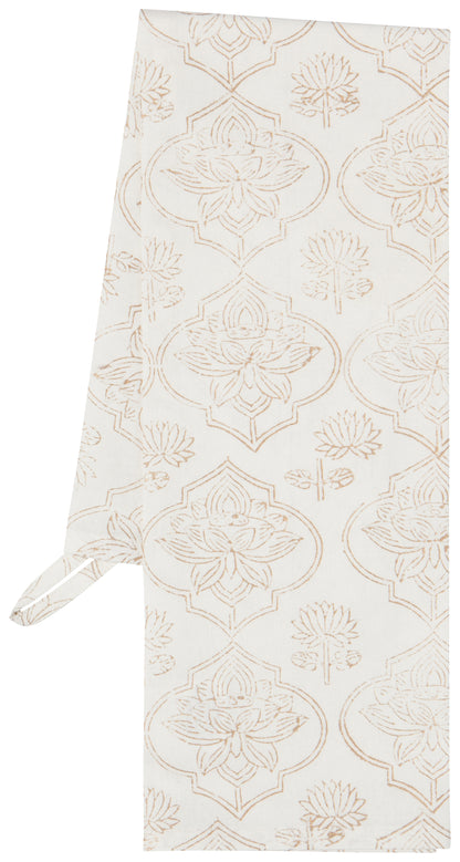 Block Print Lotus Tea Towel
