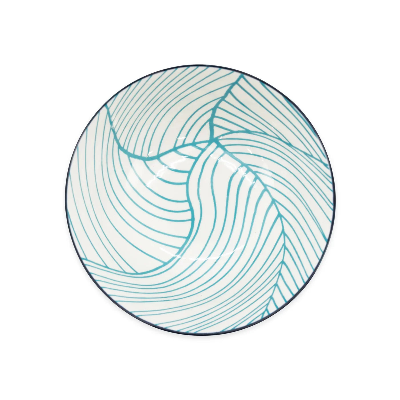 Kiri 4.5" Bowl Teal Linear Leaf