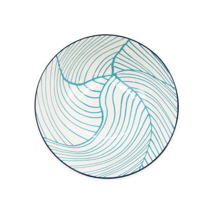 Kiri 4.5" Bowl Teal Linear Leaf