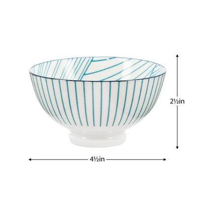 Kiri 4.5" Bowl Teal Linear Leaf