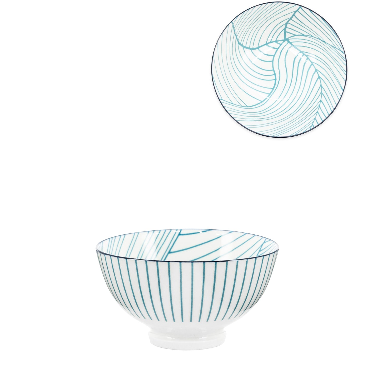 Kiri 4.5" Bowl Teal Linear Leaf