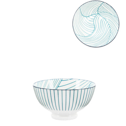 Kiri 4.5" Bowl Teal Linear Leaf