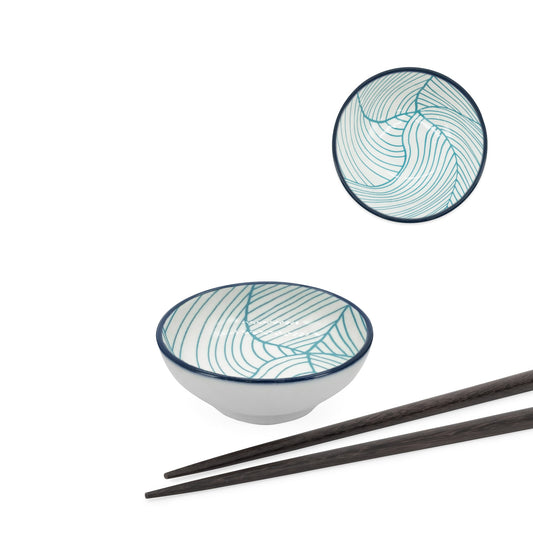 Kiri 3" Sauce Dish Teal Linear Leaf