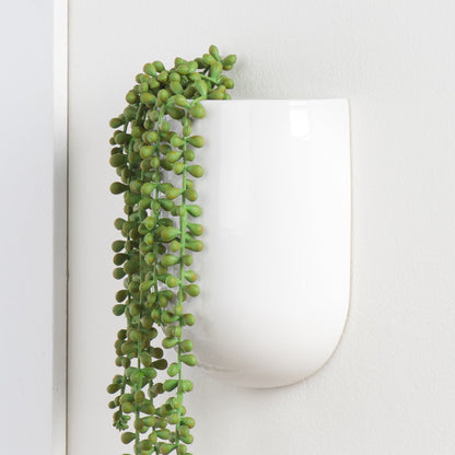 Centra Ceramic Wall Vase Planter Tall White
