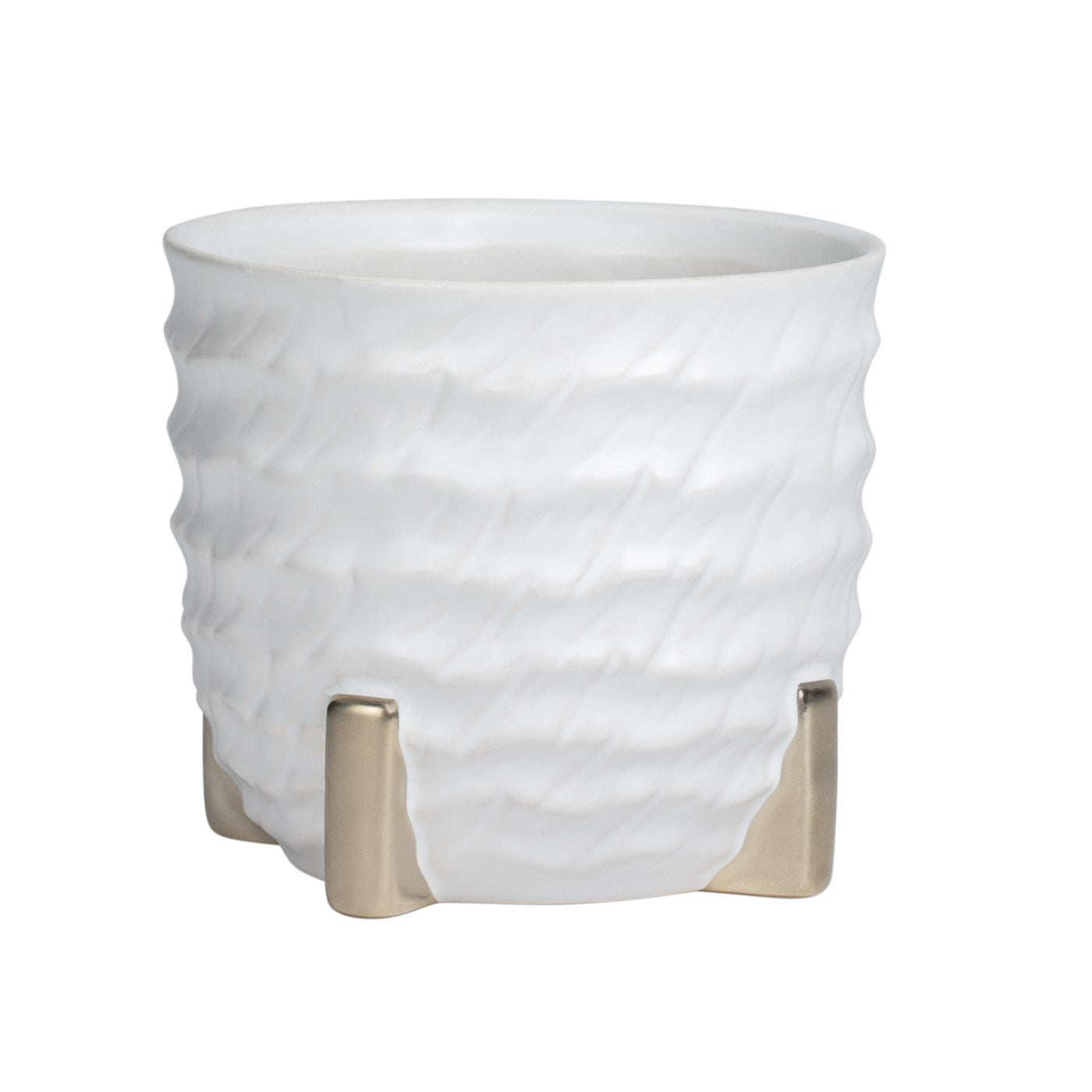 Rido Ripple Ceramic Gold Footed Planter