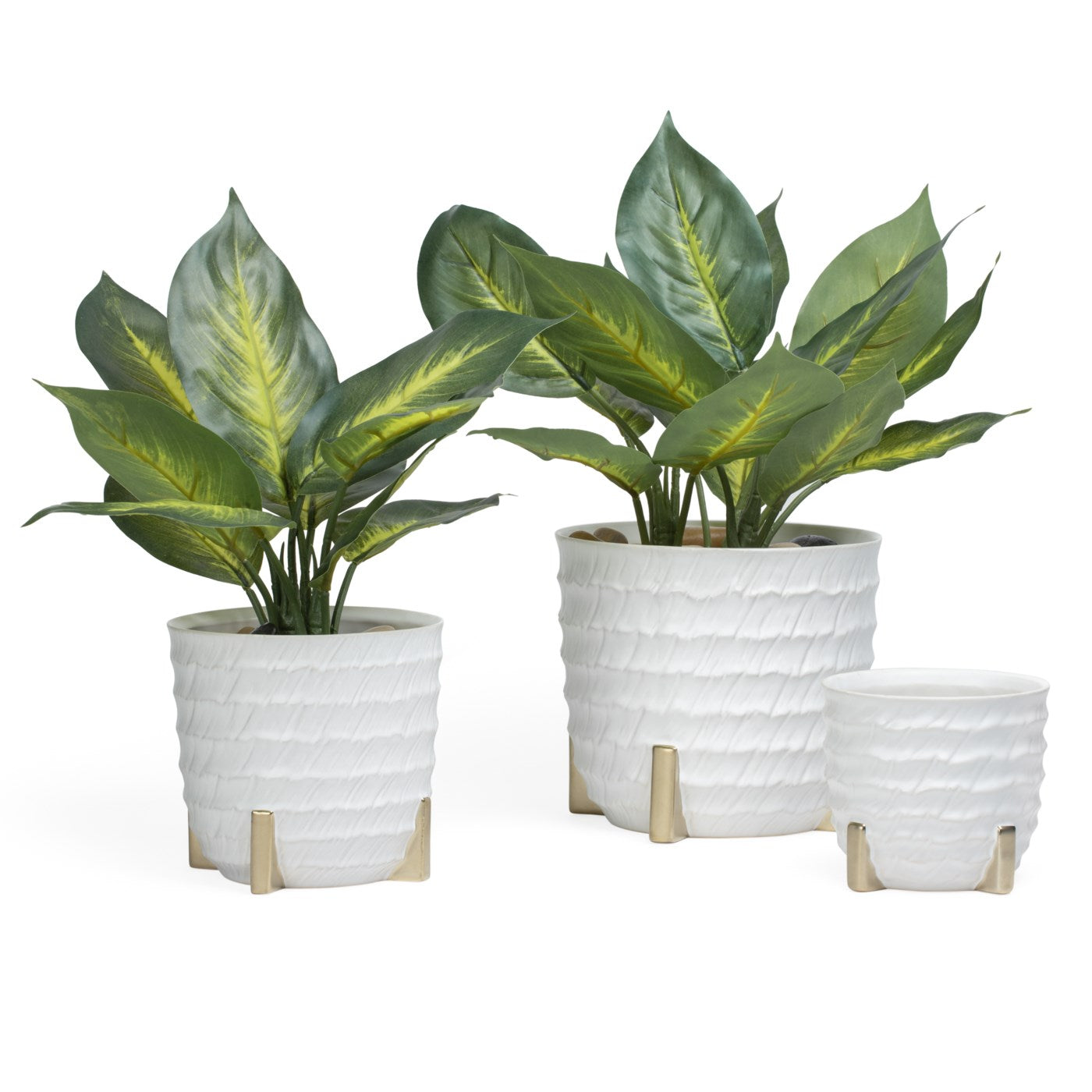 Rido Ripple Ceramic Gold Footed Planter