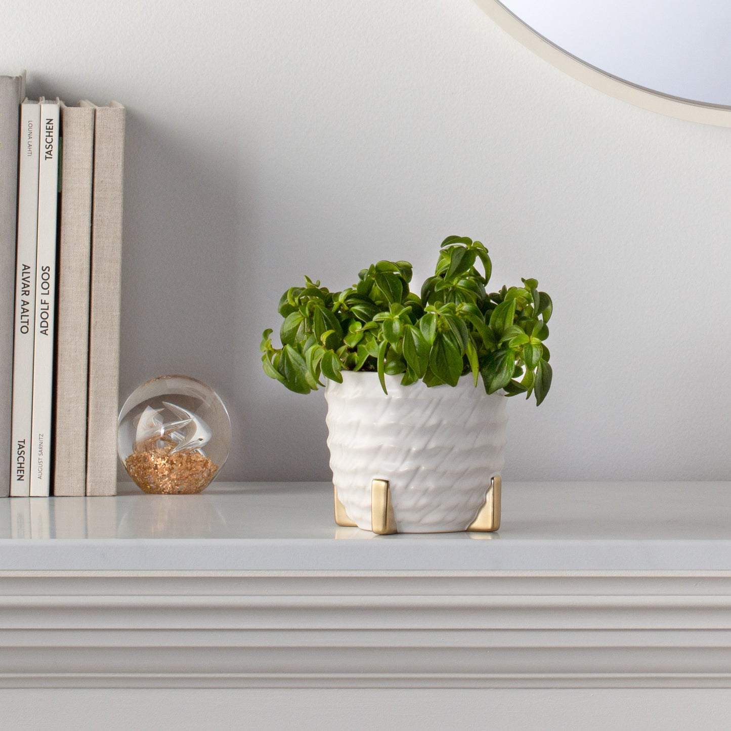 Rido Ripple Ceramic Gold Footed Planter