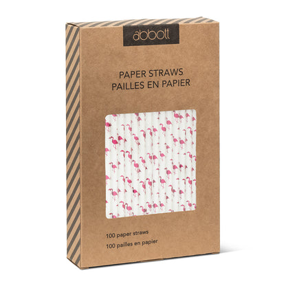 White Straws with Flamingos