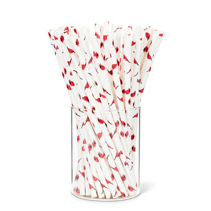 Cardinal Print Straws